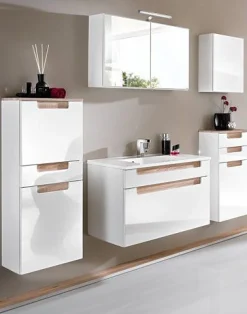 Siena 80cm Waschtischunterschrank - weiß/braun