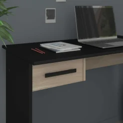 Parisot SilBüro-Set : Schreibtisch und zwei Aktenschränke - Eiche Dekor/schwarz