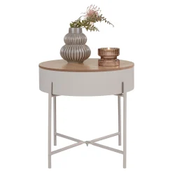 House Nordic Sisco Beistelltisch - Ø40cm - mit Ablage - grau