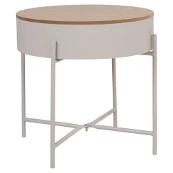 House Nordic Sisco Beistelltisch - Ø40cm - mit Ablage - grau
