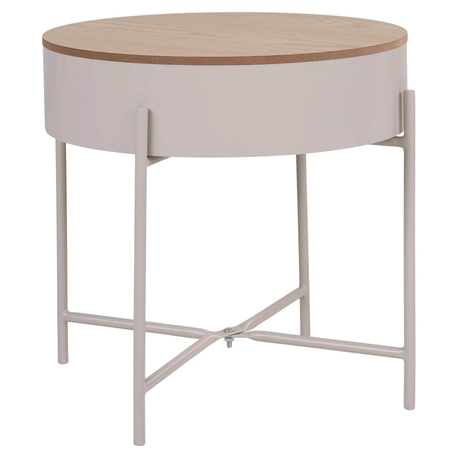 House Nordic Sisco Beistelltisch - Ø40cm - mit Ablage - grau
