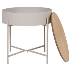 House Nordic Sisco Beistelltisch - Ø40cm - mit Ablage - grau