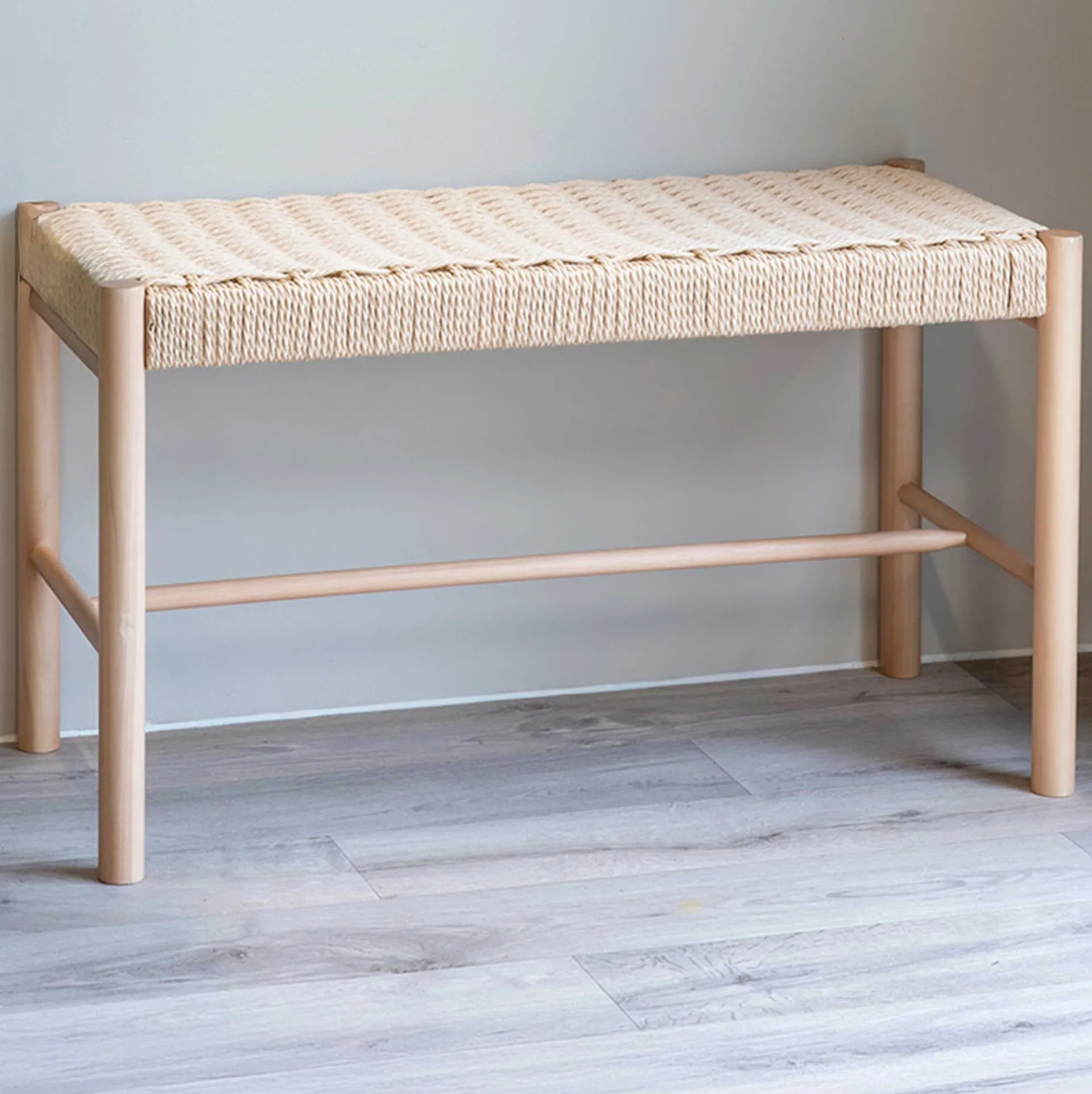 House Nordic Sitzbank aus geflochtenem Pappelholz 35x80x45 cm