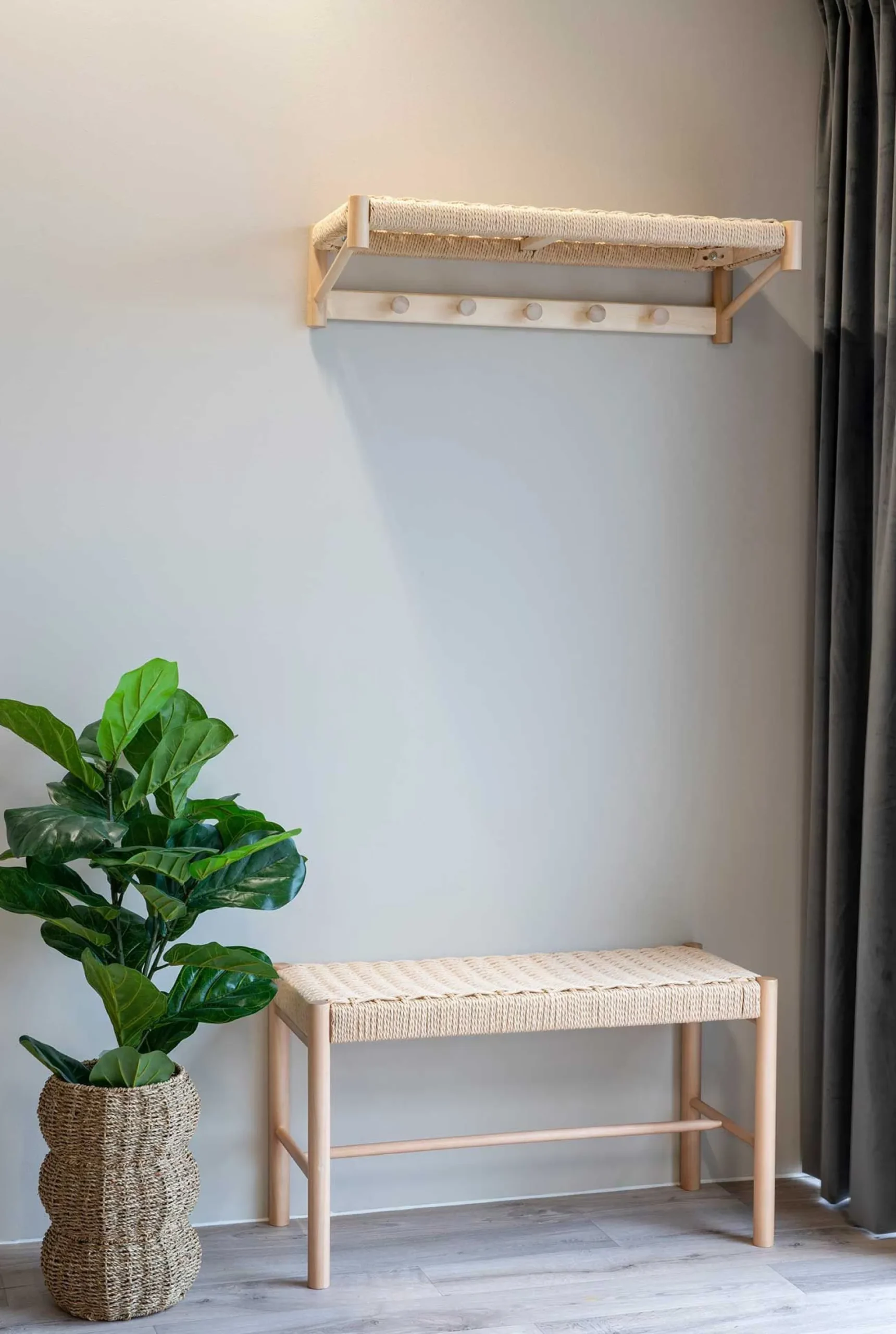 House Nordic Sitzbank aus geflochtenem Pappelholz 35x80x45 cm