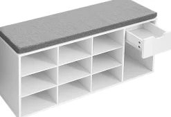 Sitzbank mit Stauraum Woodrow | 104 x 30 x 48 cm | Weißes Design