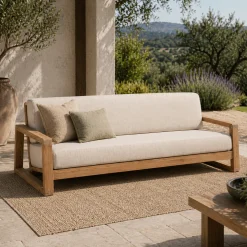 Gescova 3-Sitzer-Bank London - Teakholz, 200x98x68 cm, Beige-Braun