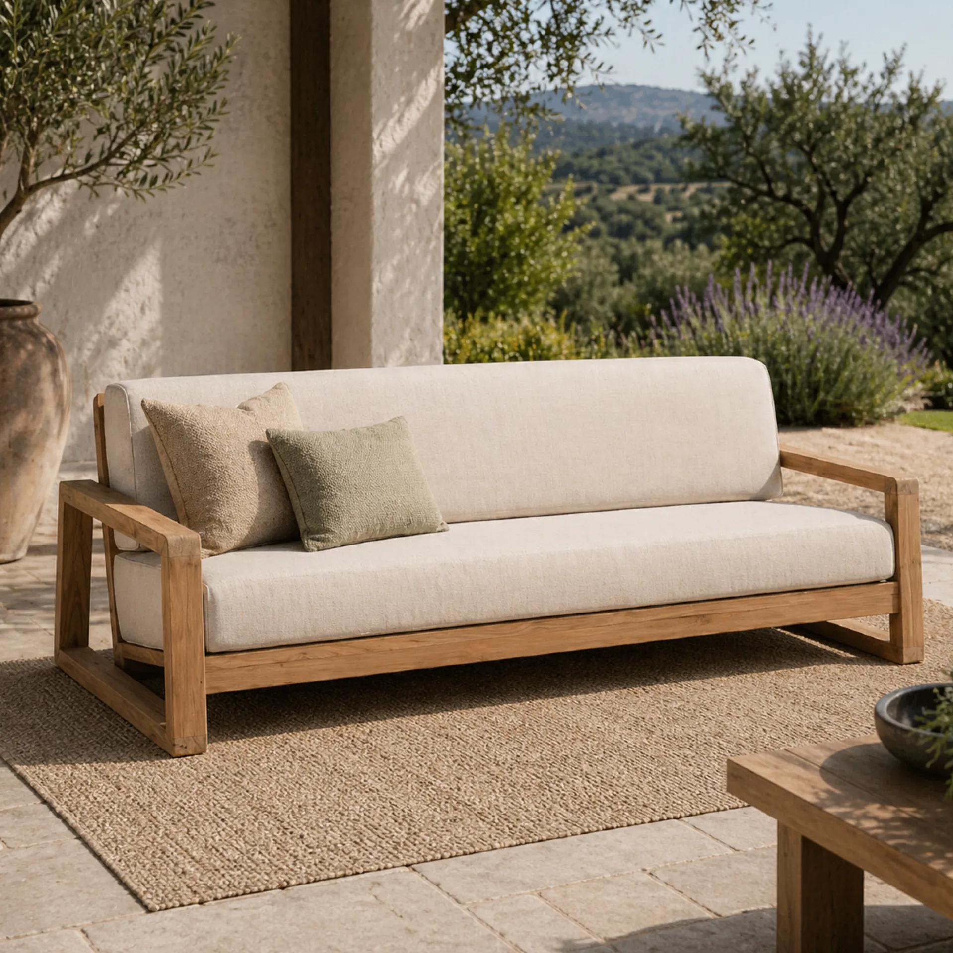 Gescova 3-Sitzer-Bank London - Teakholz, 200x98x68 cm, Beige-Braun