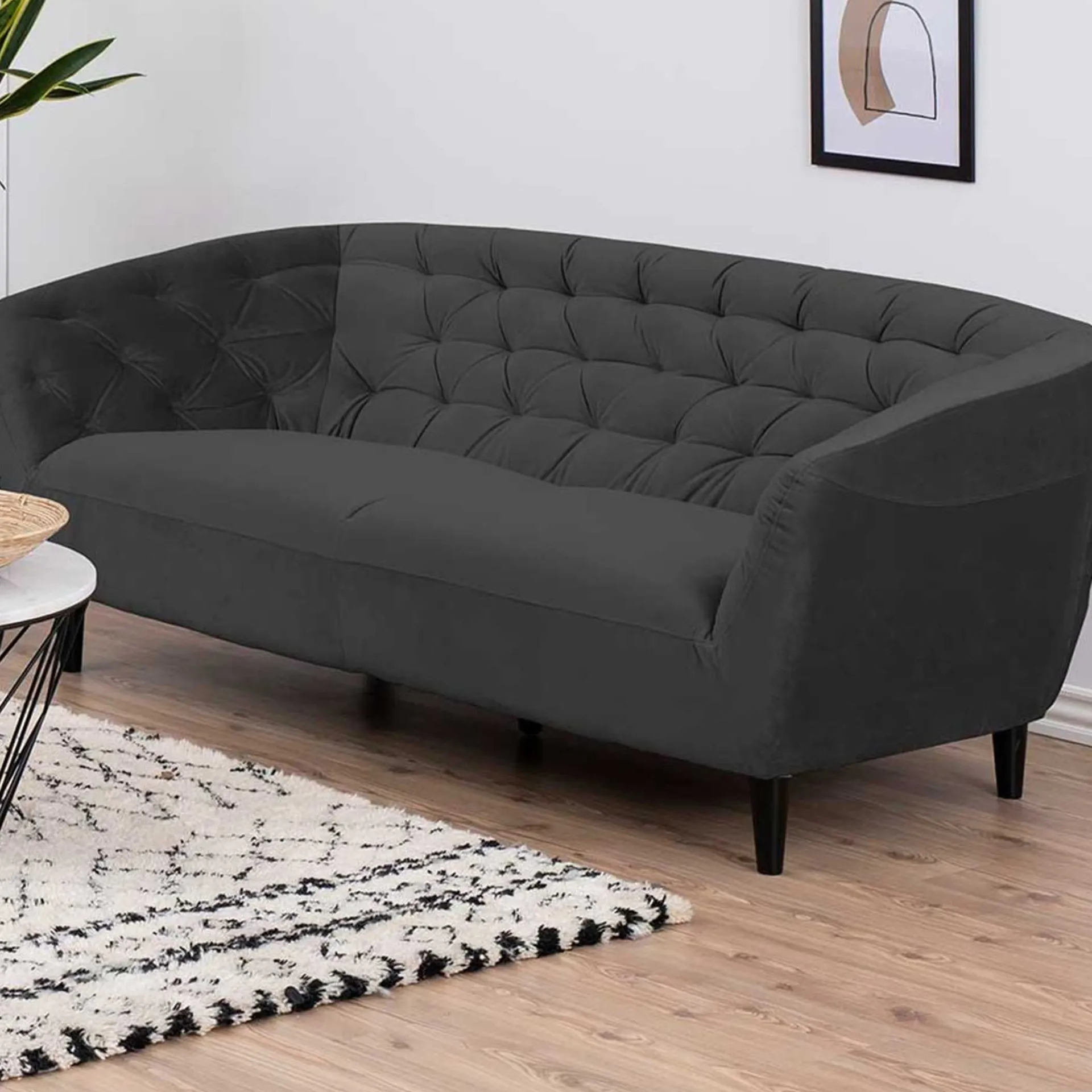 Emob 3-Sitzer Sofa Isiah 191cm - dunkel