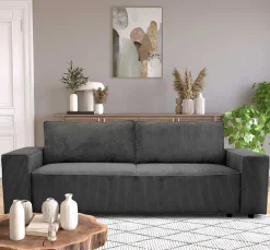 PGS 3-Sitzer Sofa Josh - 239x86x85cm - mit Stauraum - farbener gerippter Samt