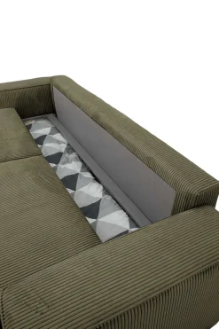 PGS 3-Sitzer Sofa Josh - 239x86x85cm - mit Stauraum - khaki Rippensamt