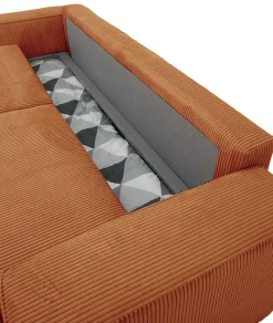 PGS 3-Sitzer Sofa Josh - 239x86x85cm - mit Stauraum - terracotta gerippter Samt