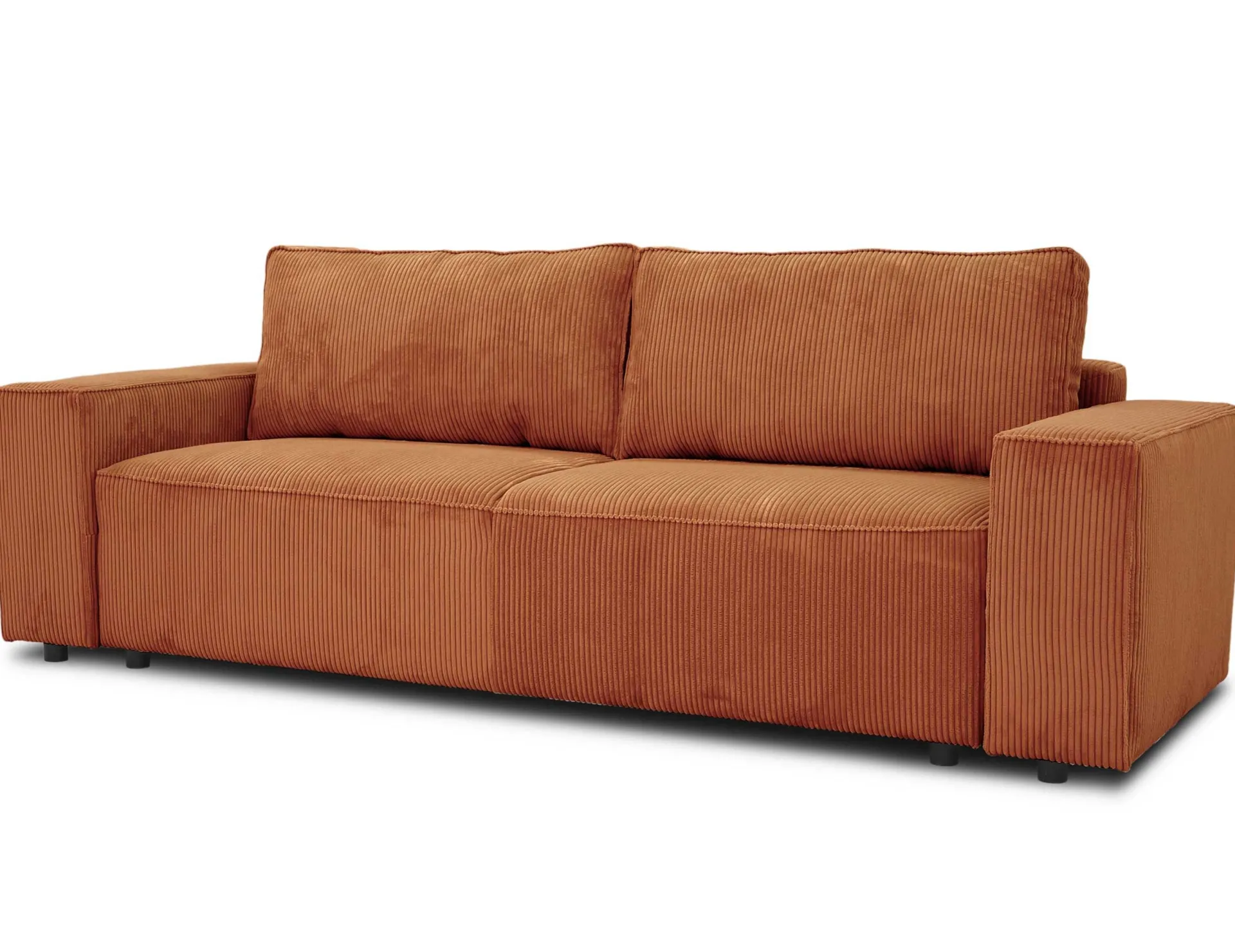 PGS 3-Sitzer Sofa Josh - 239x86x85cm - mit Stauraum - terracotta gerippter Samt