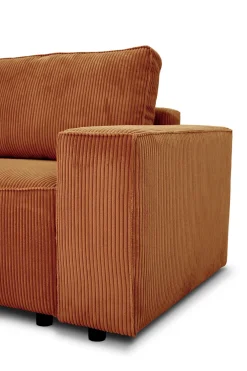 PGS 3-Sitzer Sofa Josh - 239x86x85cm - mit Stauraum - terracotta gerippter Samt
