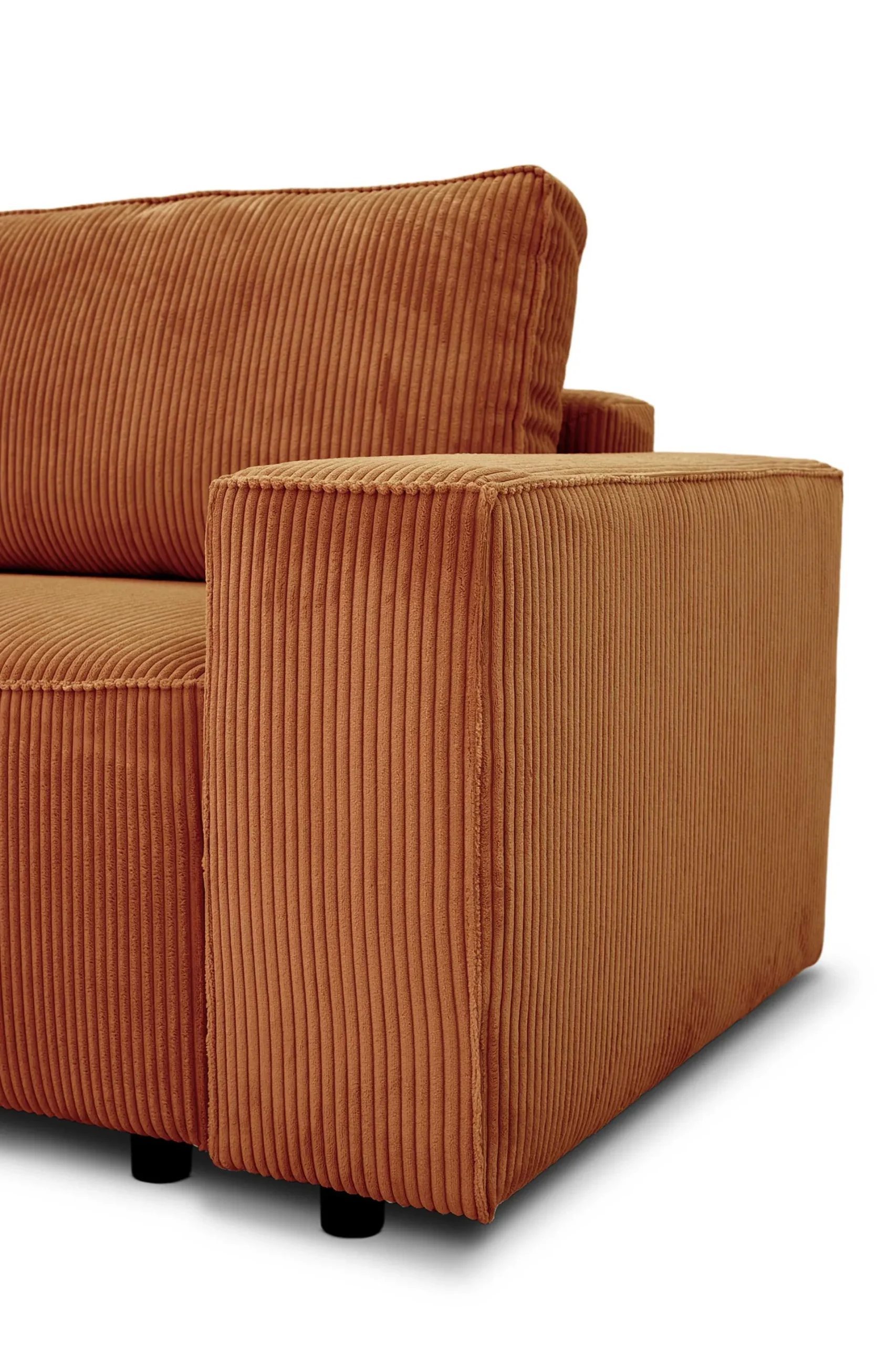 PGS 3-Sitzer Sofa Josh - 239x86x85cm - mit Stauraum - terracotta gerippter Samt