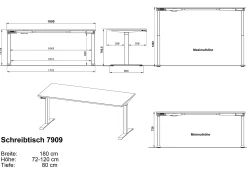 Germania Sitz-Steh-Schreibtisch Hermoso | 180 x 80 x 120 cm | Elektrisch verstellbar |