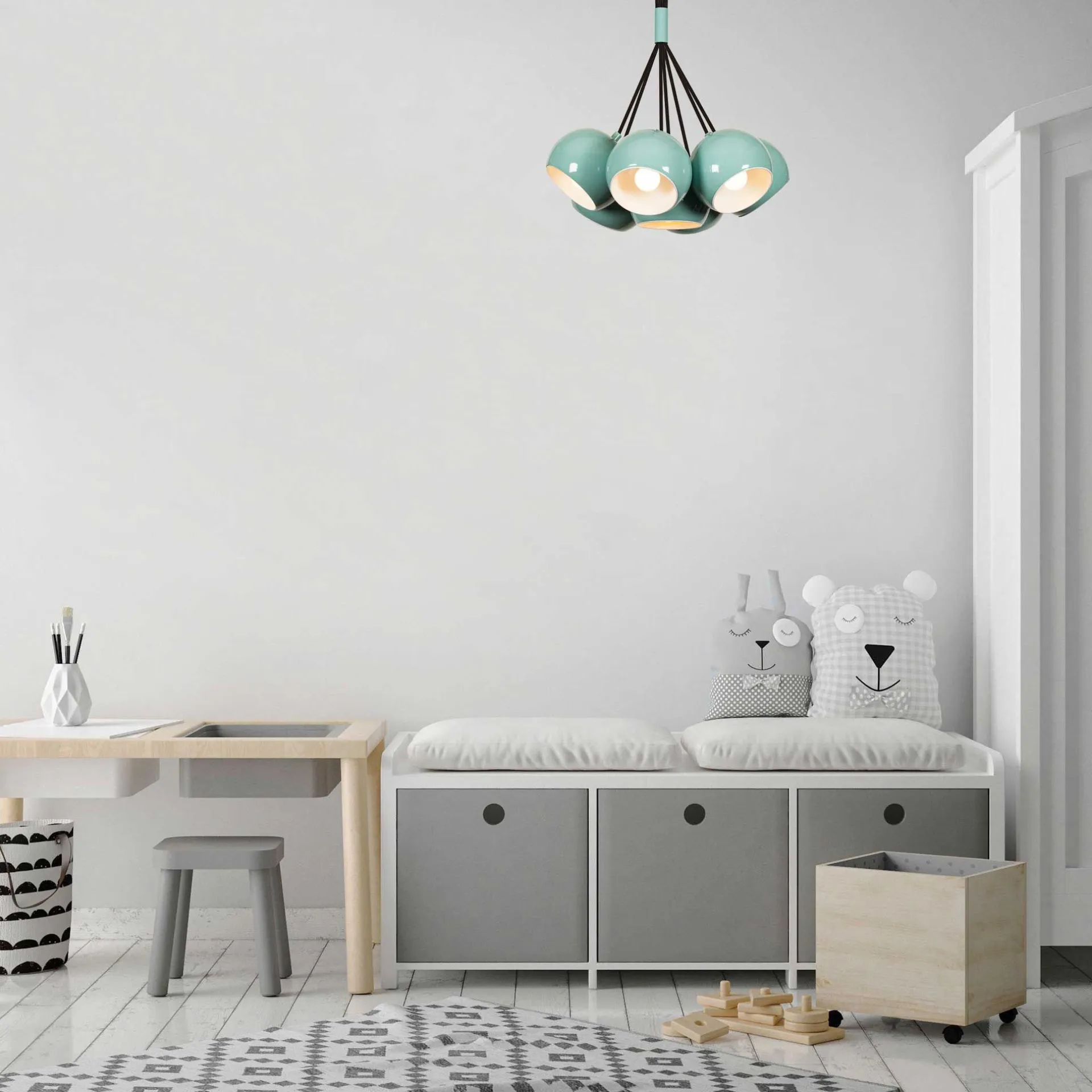 Emob Sivani Kronleuchter | METALLGEHÄUSE | Türkis, Weiß