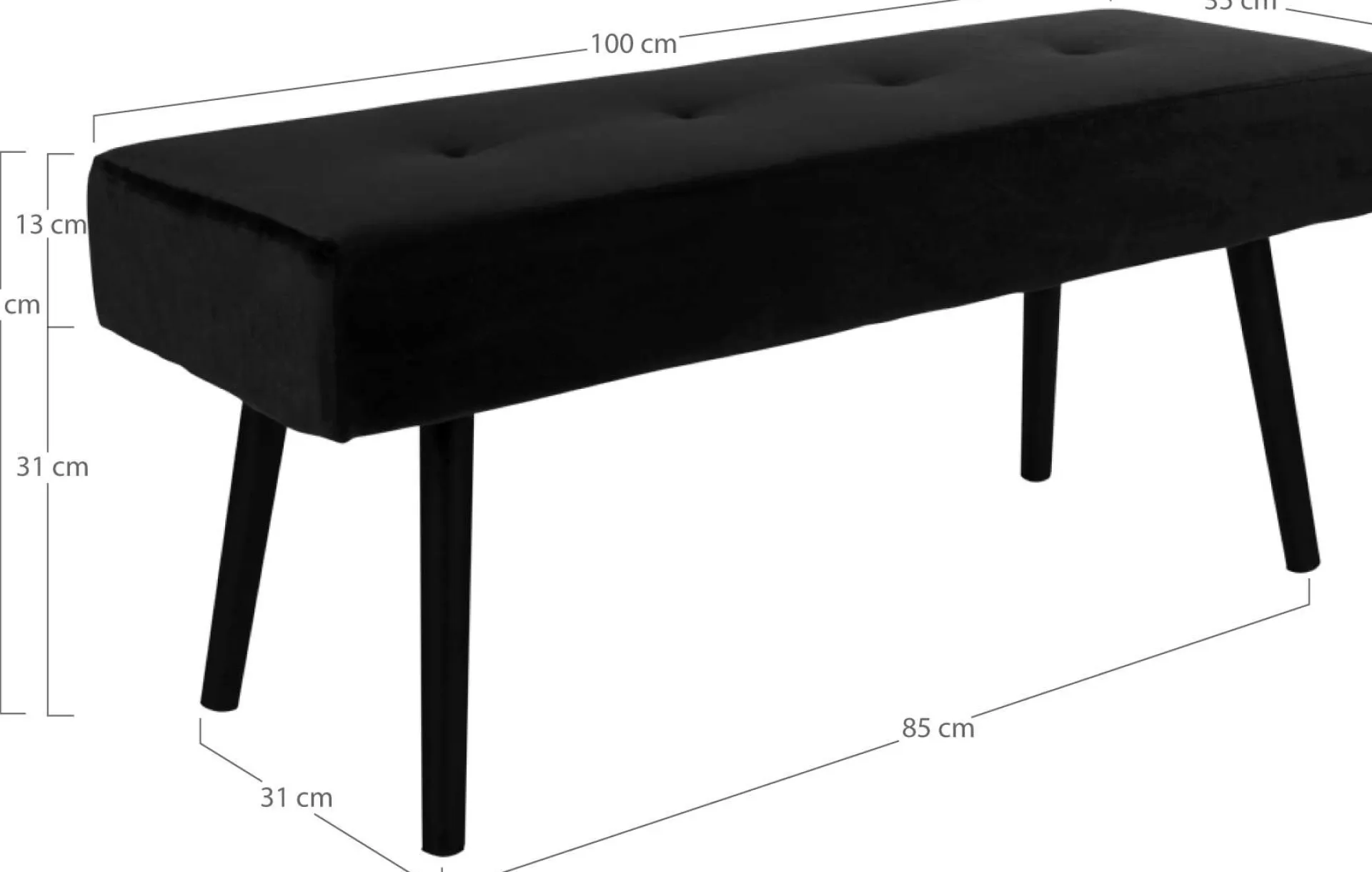 House Nordic Skiby Bank aus em Samt - 100x35x44 cm