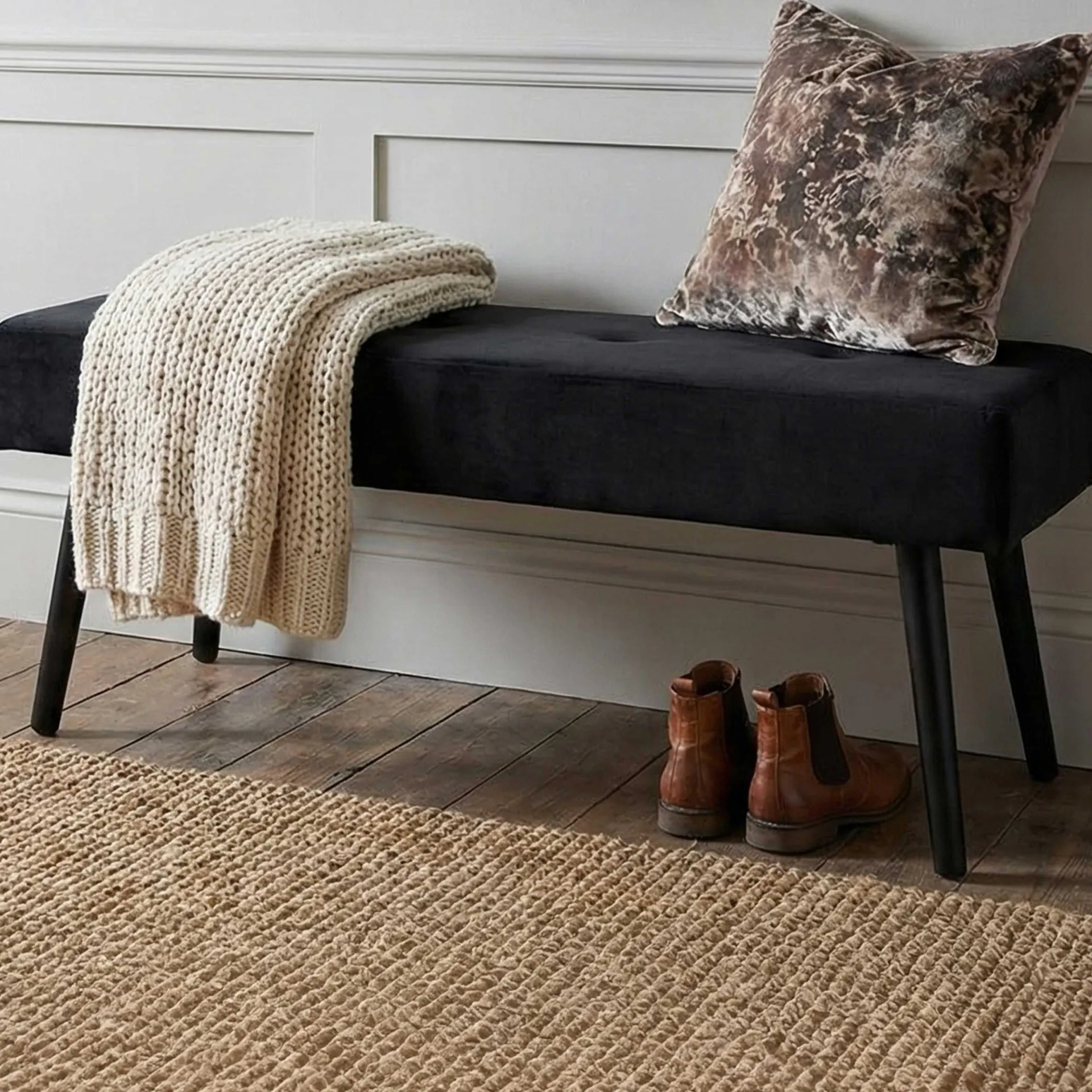 House Nordic Skiby Bank aus em Samt - 100x35x44 cm