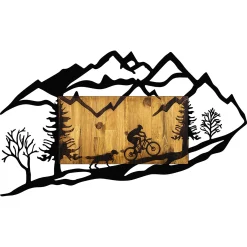 Emob Skyler Dekoratives Wandaccessoire aus Holz | Holz & Metall | 110 x 3 x 65 cm