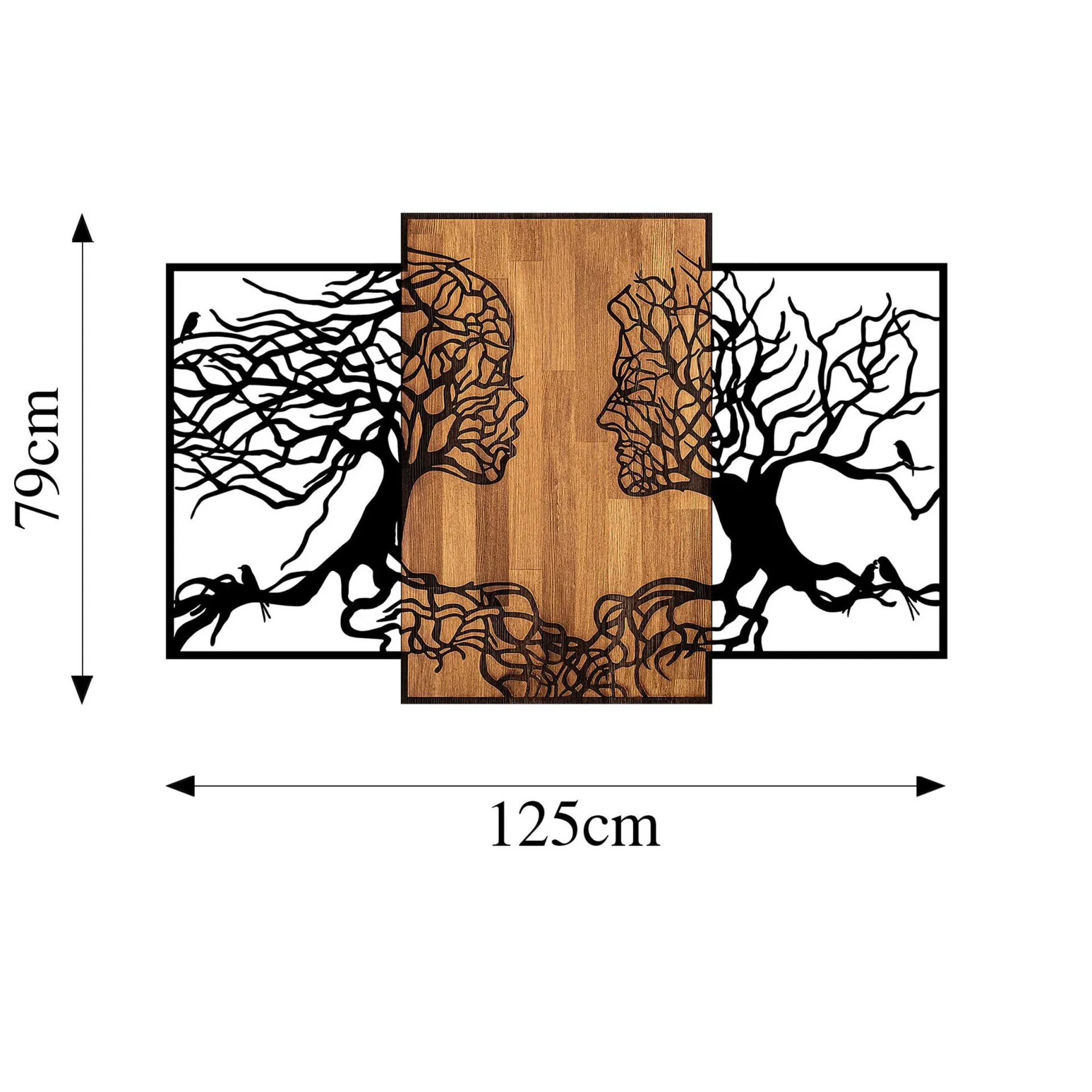 Emob Skyler Dekoratives Wandaccessoire aus Holz | Holz & Metall | 125 x 3 x 79 cm