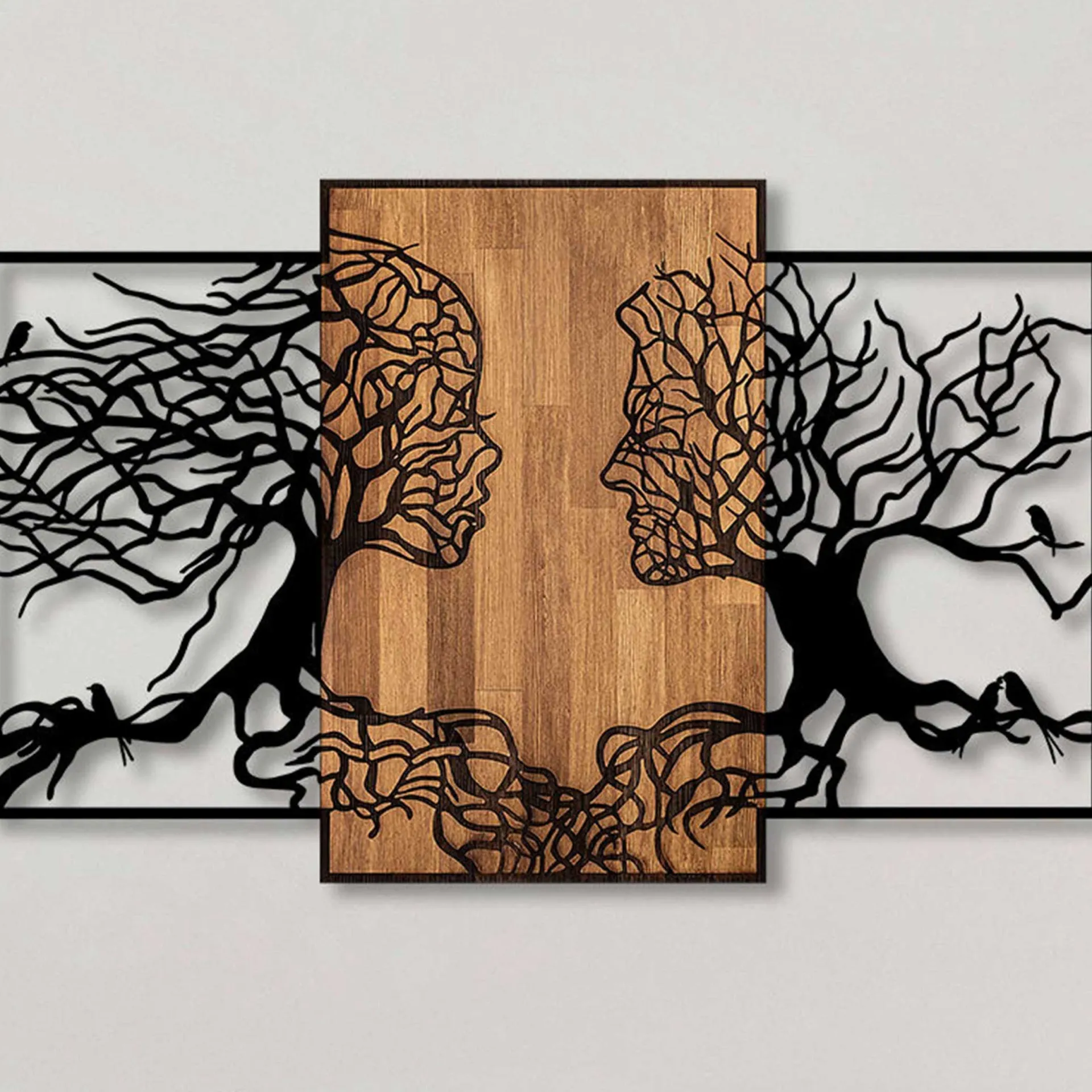 Emob Skyler Dekoratives Wandaccessoire aus Holz | Holz & Metall | 125 x 3 x 79 cm