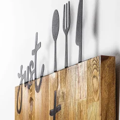 Emob Skyler Dekoratives Wandaccessoire aus Holz | Holz & Metall | 58 x 3 x 52 cm