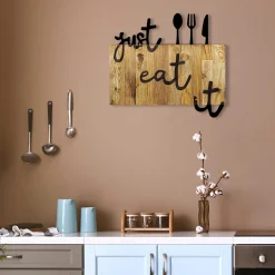 Emob Skyler Dekoratives Wandaccessoire aus Holz | Holz & Metall | 58 x 3 x 52 cm