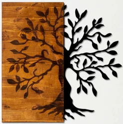 Emob Skyler Dekoratives Wandaccessoire aus Holz | Holz & Metall | 58 x 58 cm