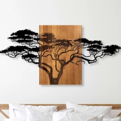 Emob Skyler Dekoratives Wandaccessoire aus Holz | Holz & Metall | 144 x 3 x 70 cm