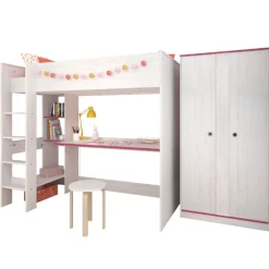 Kinder Parisot Smoozy Kinderzimmer-Set | Hochbett und Kleiderschrank |