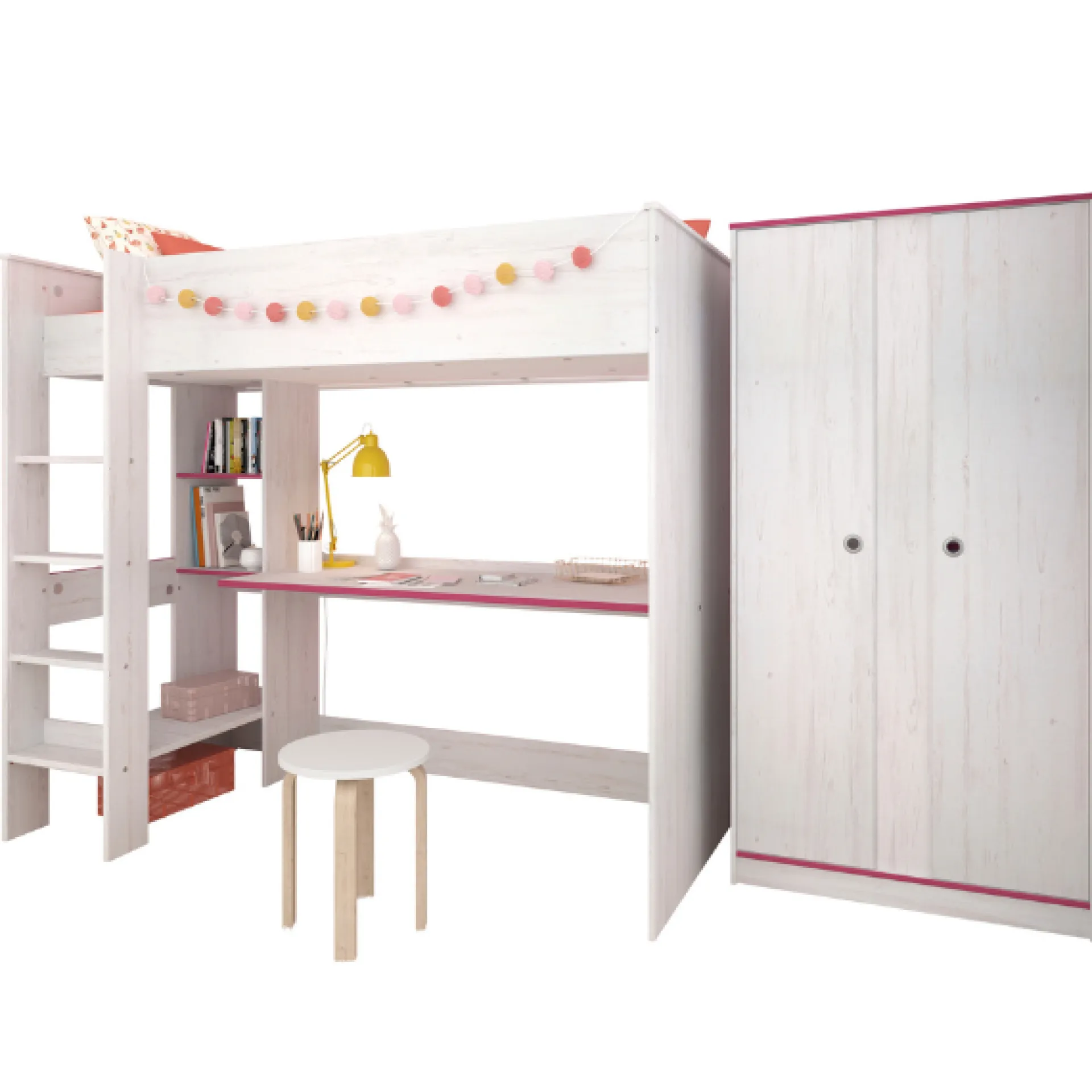 Kinder Parisot Smoozy Kinderzimmer-Set | Hochbett und Kleiderschrank |