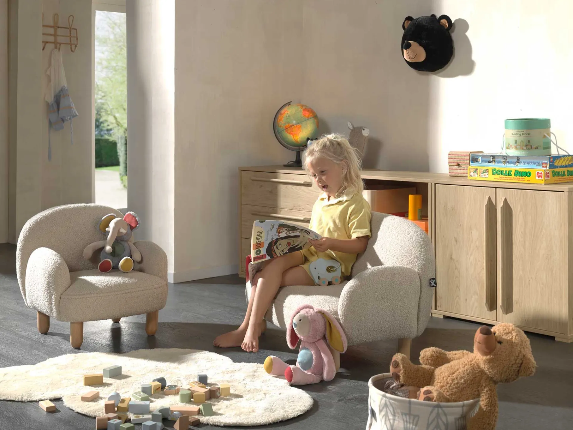 Kinder Vipack Sofagarnitur für Kinder Rocky - Bouclé-Stoff
