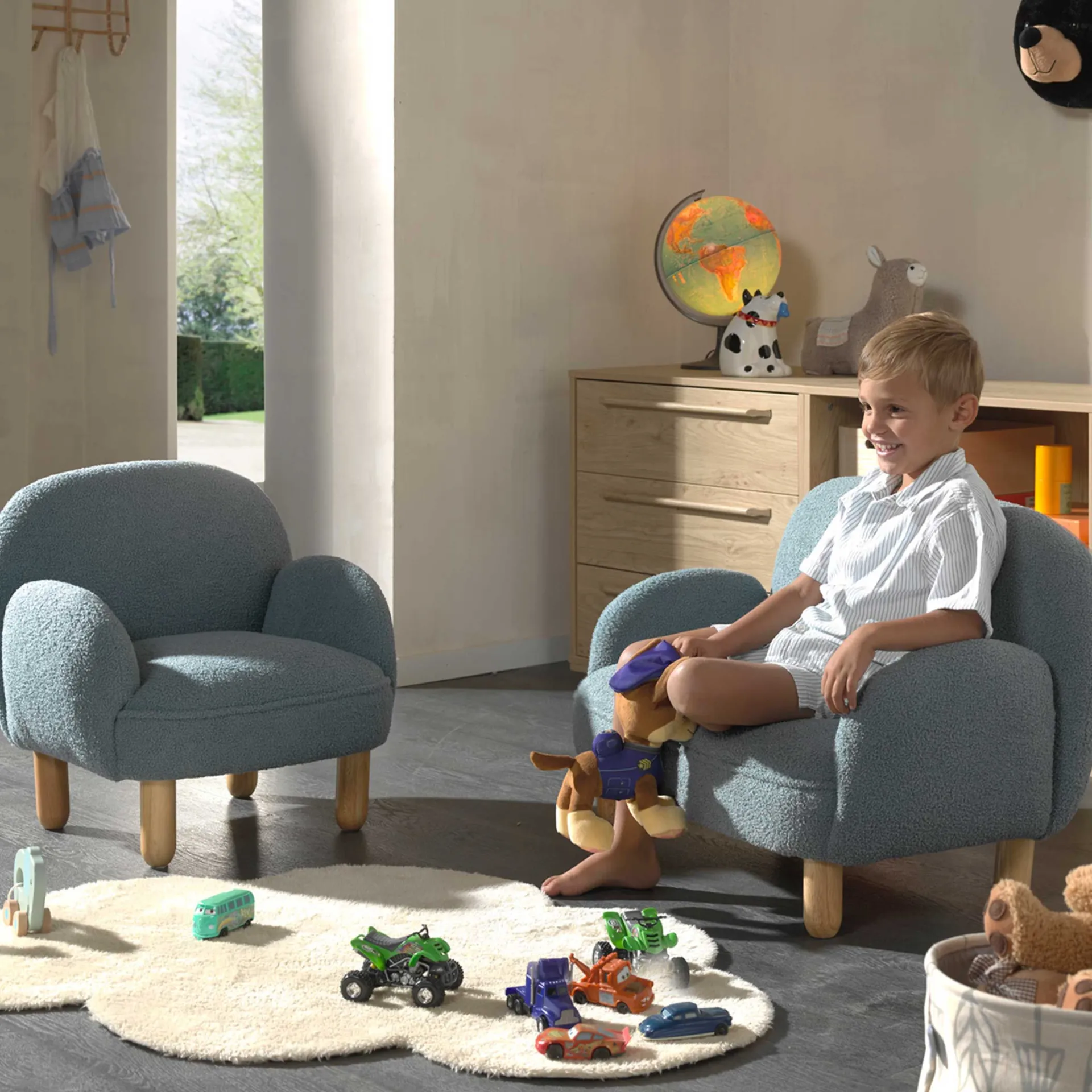 Kinder Vipack Sofa-Set für Kinder Rocky - er Bouclé-Stoff