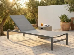 Gescova Sonnenliege Gabana Aluminium Anthrazit mit Textilene in Silbergrau