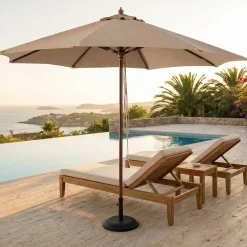 Gescova Sonnenschirm Joplin teak - Ø350cm - - robustes Olefin