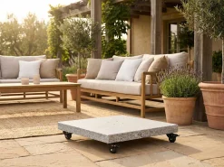 Gescova Sonnenschirmsockel Miami - Granit mit Rollen - 60x60x12 cm - Hell