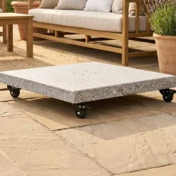 Gescova Sonnenschirmsockel Miami - Granit mit Rollen - 60x60x12 cm - Hell