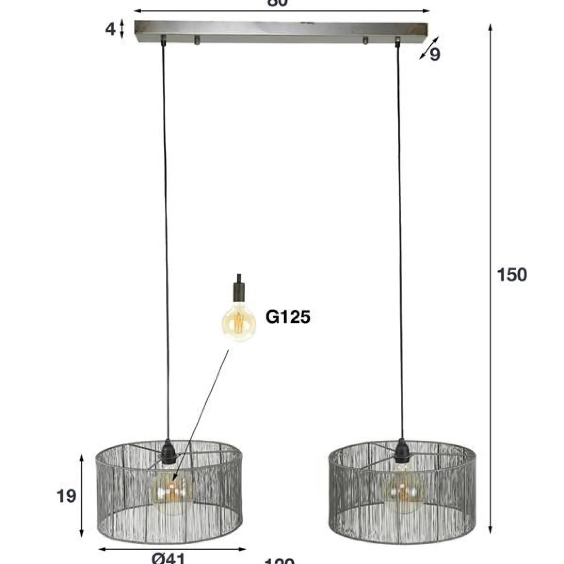 Emob Sorina Hängelampe 120 cm- nickel