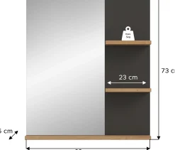 Xonox Spiegel Canu - basaltgrau & Holzoptik - 63x73x16 cm