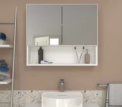 Spiegelschrank Aureliano - 75x17x65cm - 2 Türen - weiß