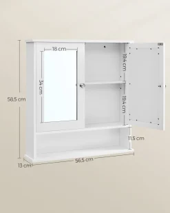 Spiegelschrank Barkley | 56,5 x 13 x 58,5 cm | Weiß