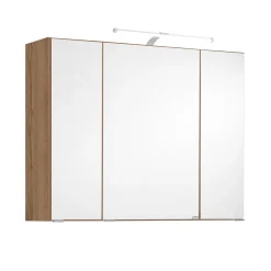 Spiegelschrank Bobbi 80cm Modell 2 3 Türen und led Licht - Eiche