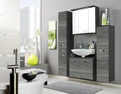 Spiegelschrank Bobbi 60cm Modell 1 3 Türen und LED-Beleuchtung - graphit