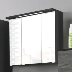 Spiegelschrank Bobbi 60cm Modell 1 3 Türen und LED-Beleuchtung - graphit