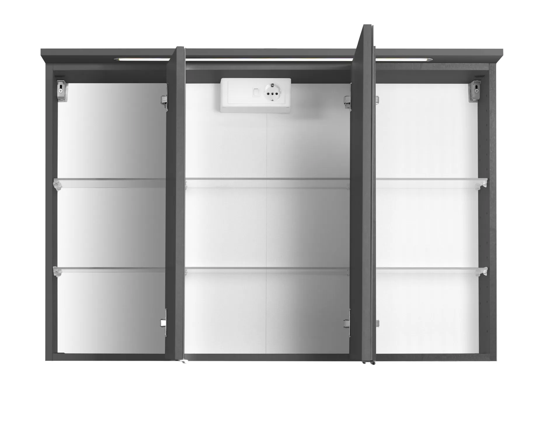 Spiegelschrank Bobbi 100cm modell 1 3 türen und led beleuchtung - graphit