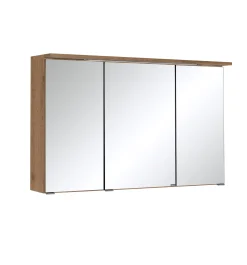 Spiegelschrank Bobbi 100cm Modell 1 3 Türen und led Licht - Eiche
