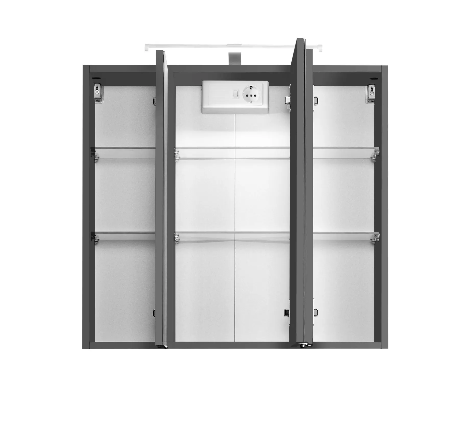 Spiegelschrank Bobbi 70cm Modell 2 3 Türen und led Beleuchtung - graphit