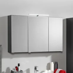 Spiegelschrank Bobbi 90cm Modell 2 3 Türen und led Beleuchtung - graphit