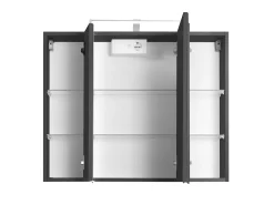 Spiegelschrank Bobbi 90cm Modell 2 3 Türen und led Beleuchtung - graphit