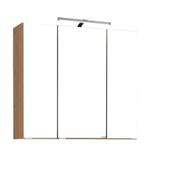 Spiegelschrank Bobbi 90cm Modell 2 3 Türen und led Beleuchtung - Eiche